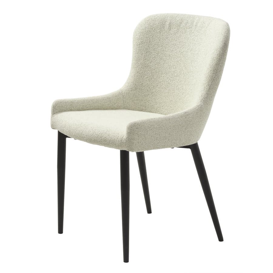 Ontario Spisebordsstol i Off White Bouclé og Stål fra Unique Furniture | B52xH82xD60cm