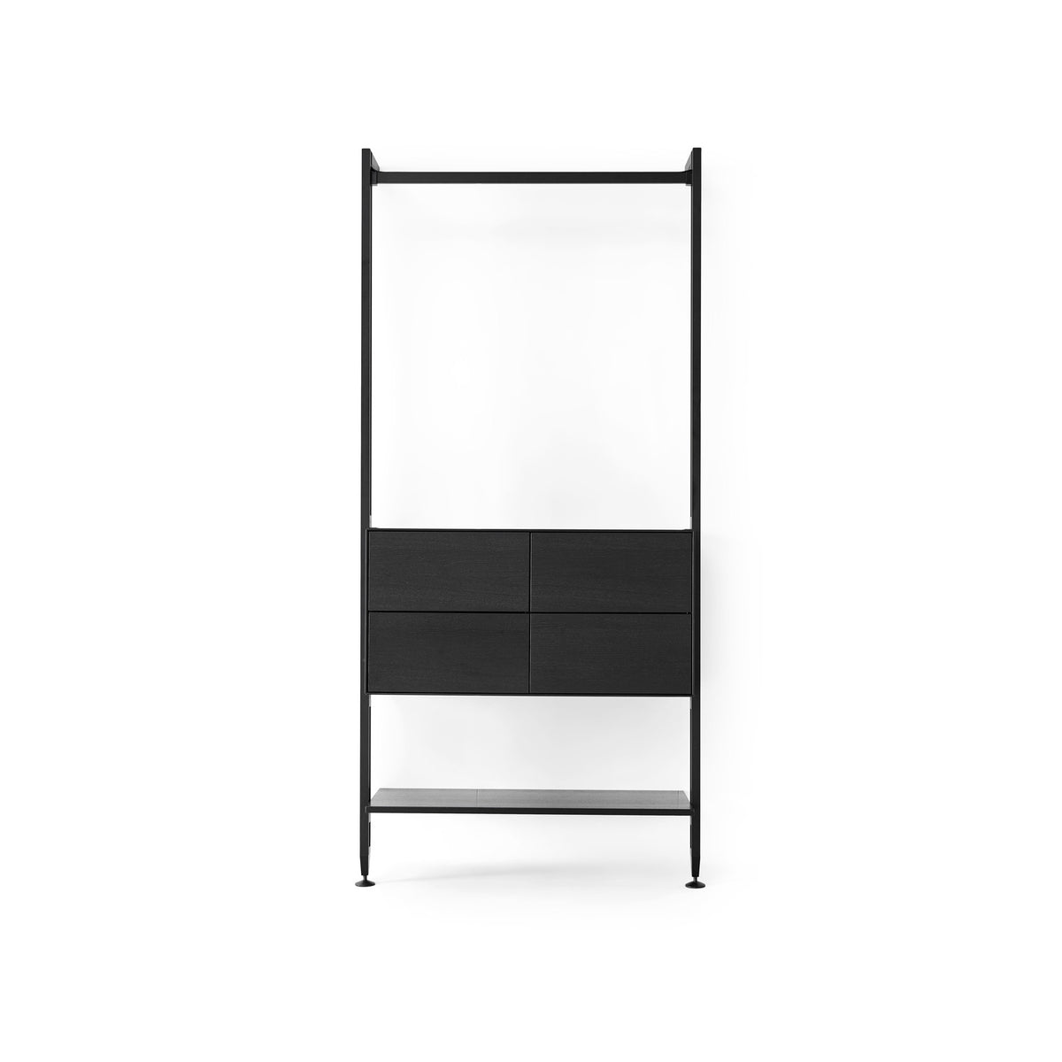 Sort/Sort bejdset – Vangereol med 1 Fag, 1 Skab, 4 Skuffer, 1 Hylde og Bøjlestang fra Edge by Hammel – fra Unique Beds, Home & Living