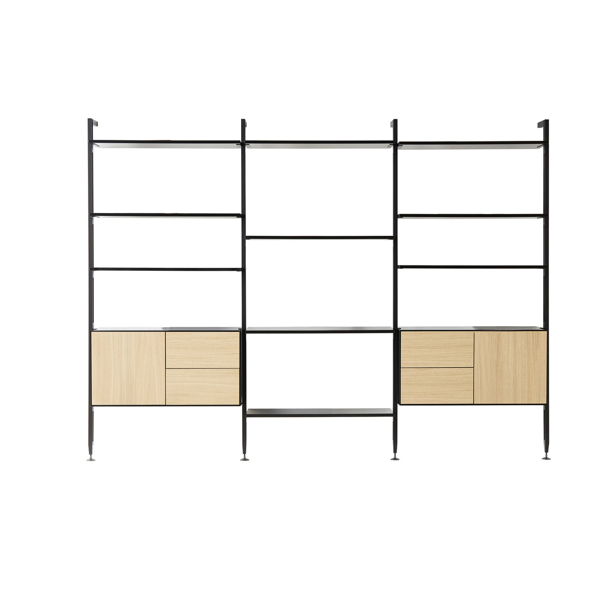 Sort/Hvidpigm. eg – Vangereol med 3 Fag, 2 Skabe, 2 Låger, 4 Skuffer og 10 Hylder fra Edge by Hammel – fra Unique Beds, Home & Living