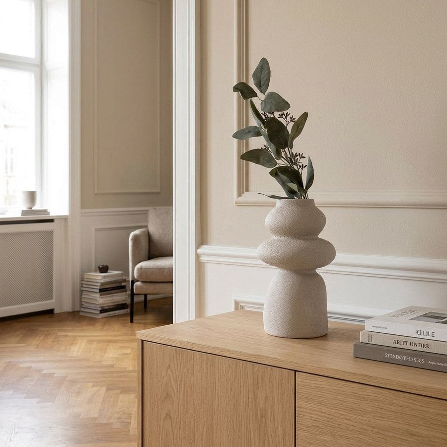 Vase i Beige Stentøj fra House Nordic | Ø14,5xH26,5 cm