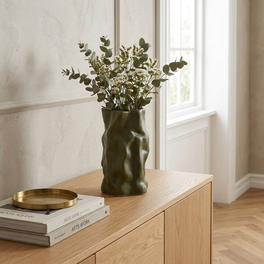 Vase i Grøn Keramik fra House Nordic | Ø15xH25,5 cm