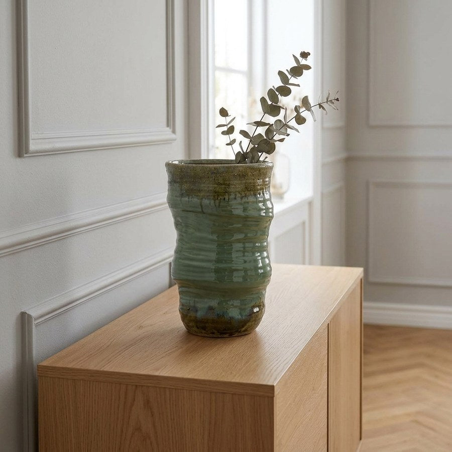Vase i Grøn Keramik fra House Nordic | Ø22xH34,5 cm