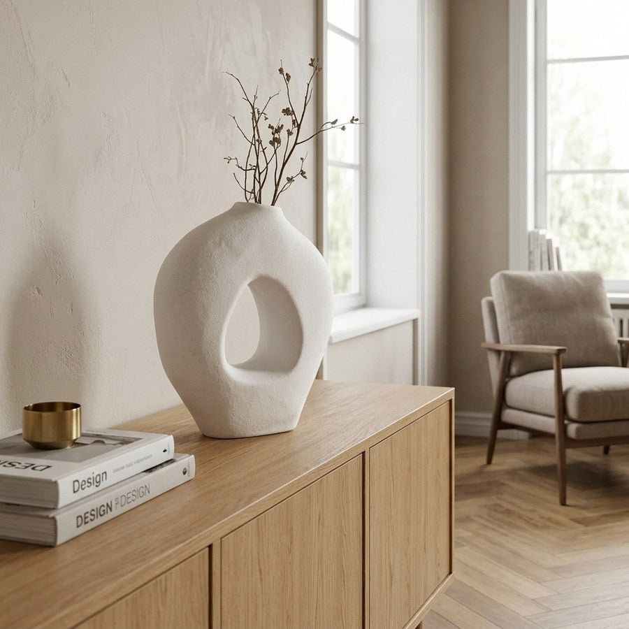 Vase i Hvid Keramik fra House Nordic | B24xL10,5xH27,8 cm