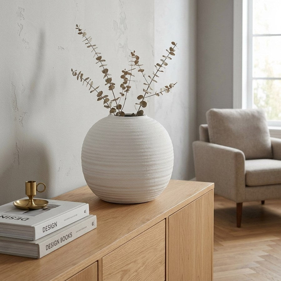 Vase i Hvid Keramik fra House Nordic | Ø30xH28,5 cm
