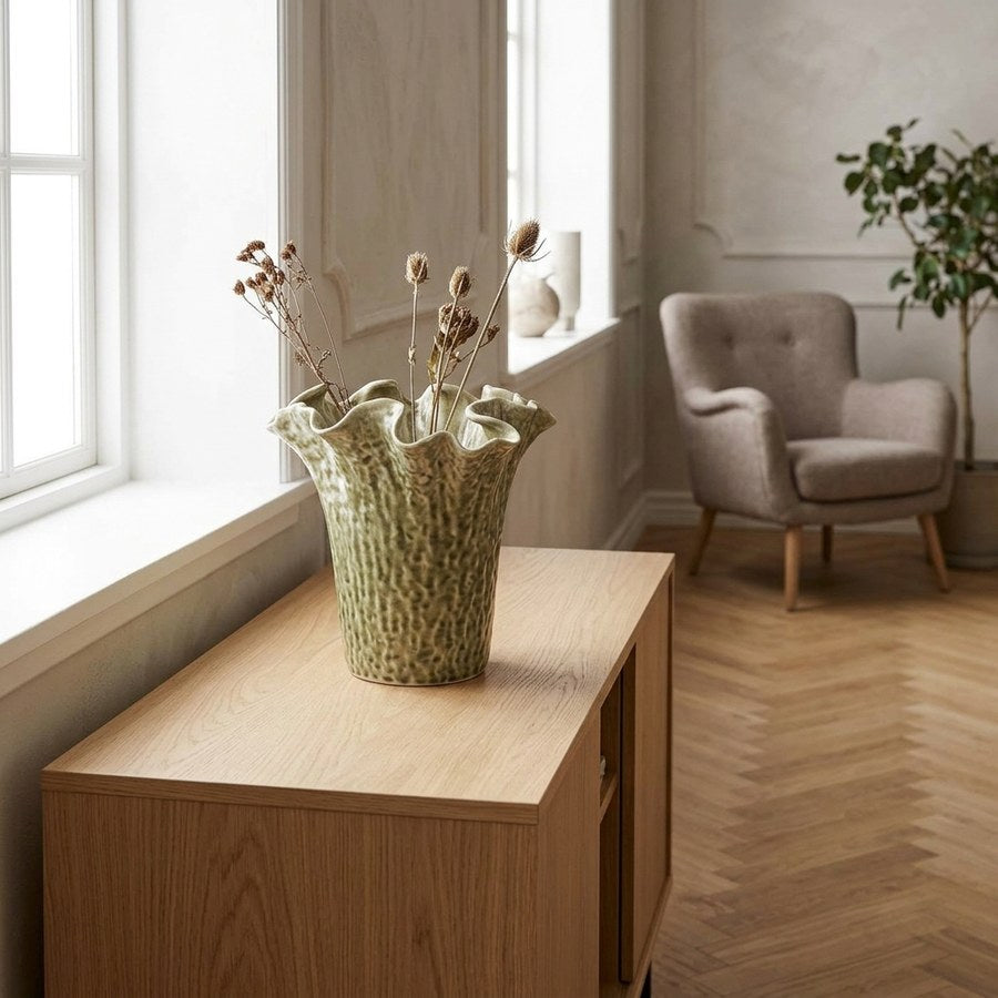 Vase i Mørk Sand Keramik fra House Nordic | Ø22xH23,5 cm