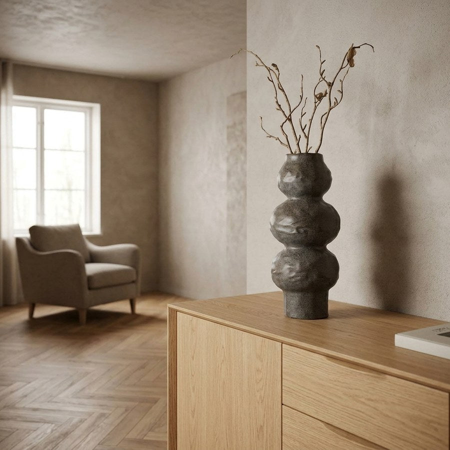 Vase i Mørkegrå Keramik fra House Nordic | Ø14,5xH33,5 cm