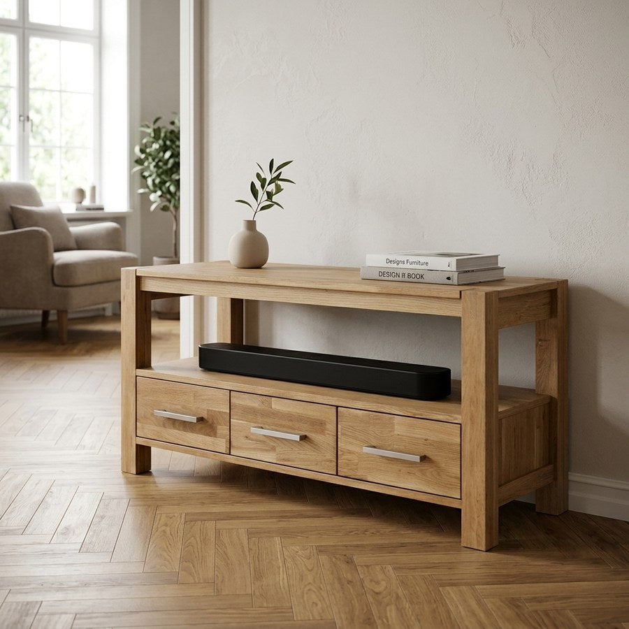 Verona TV-bord i Natur Egetræ fra Unique Furniture | B110xD42xH55 cm