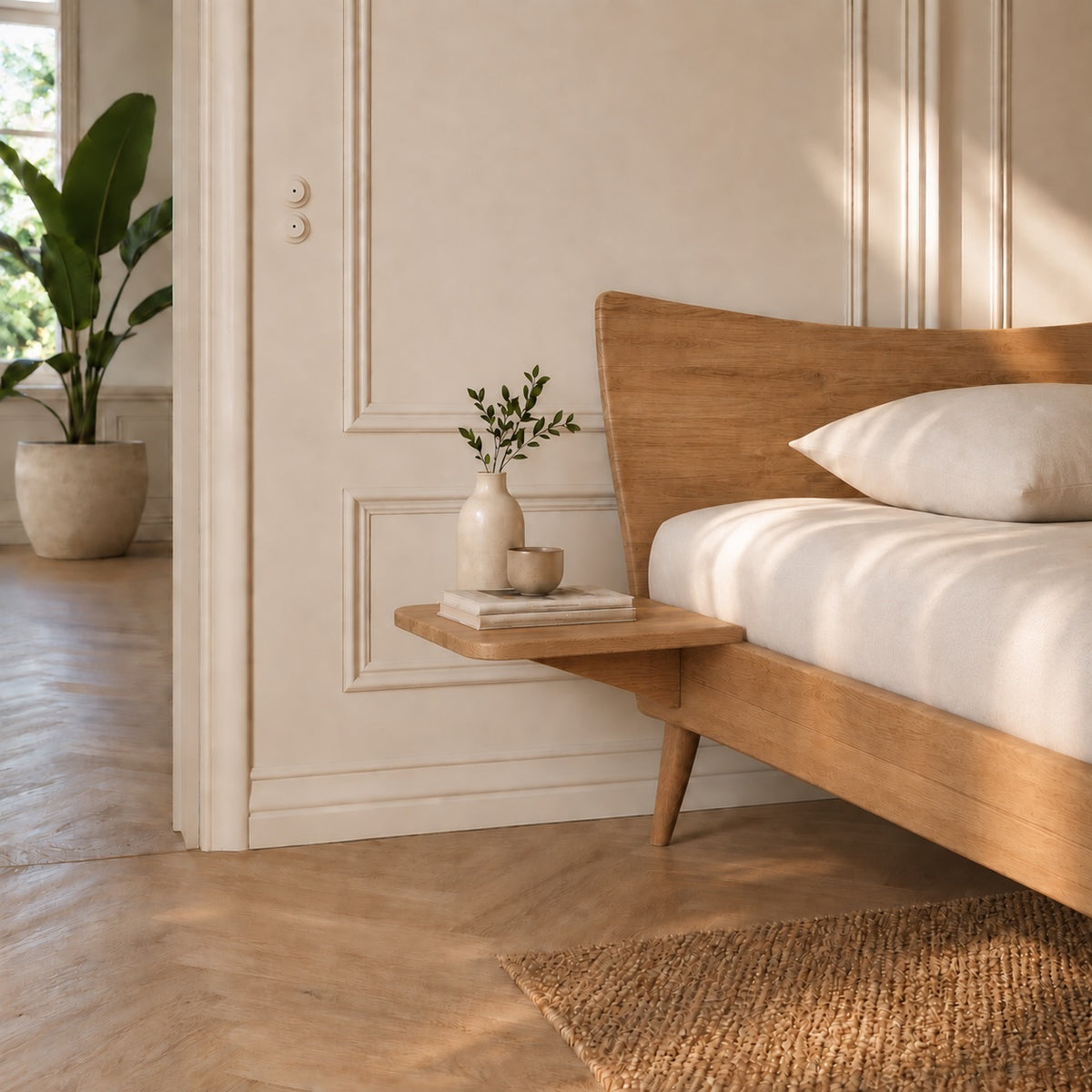 Vidar Snedker Sengeborde i Massiv FSC Egetræ og Naturolie fra Organic Sleep | 2 stk. | 44 x 34 x 2 cm fra Unique Beds, Home & Living