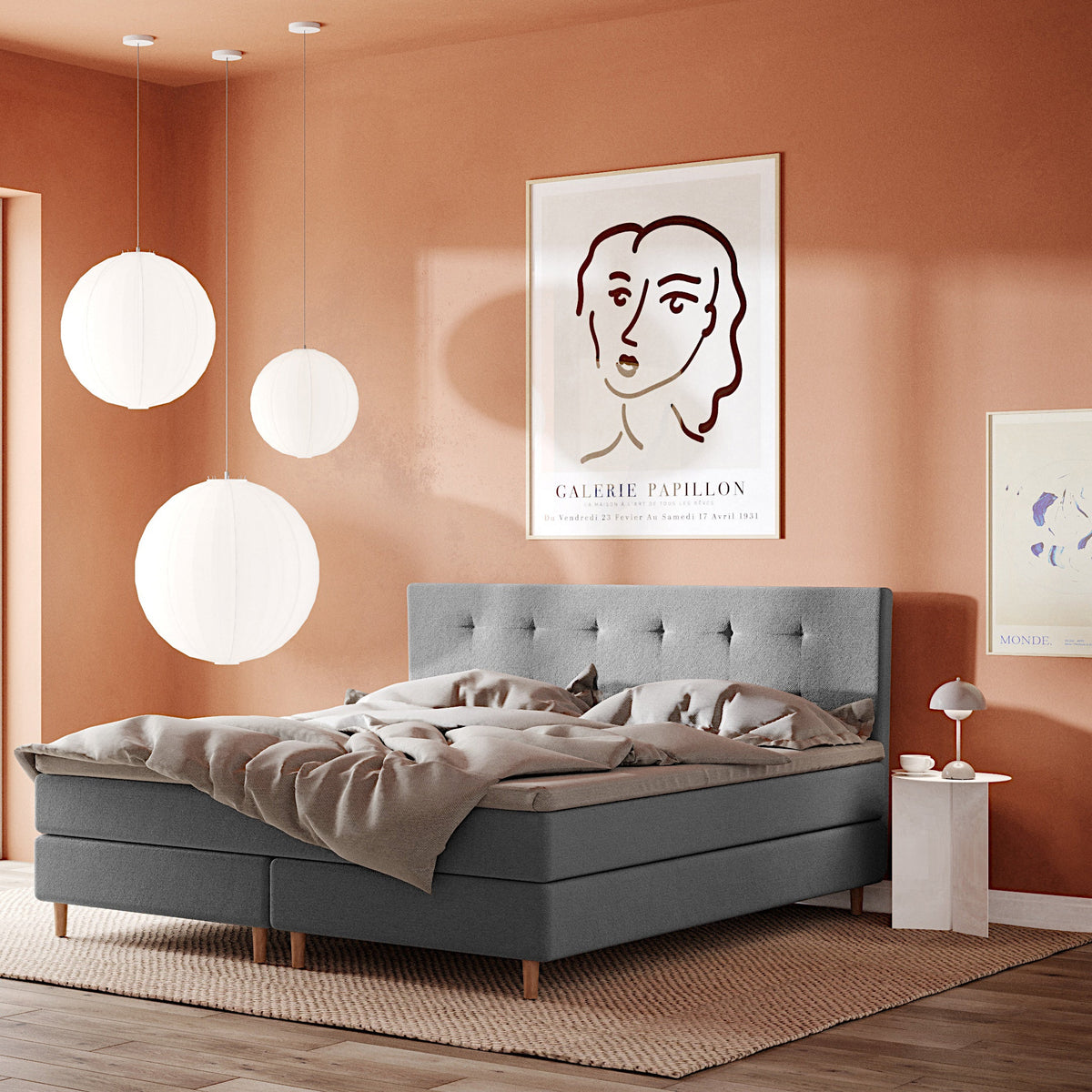 Xcellent Happii seng i Monaco møbelstof - miljøbillede 3 fra UniqueBeds Home and Living