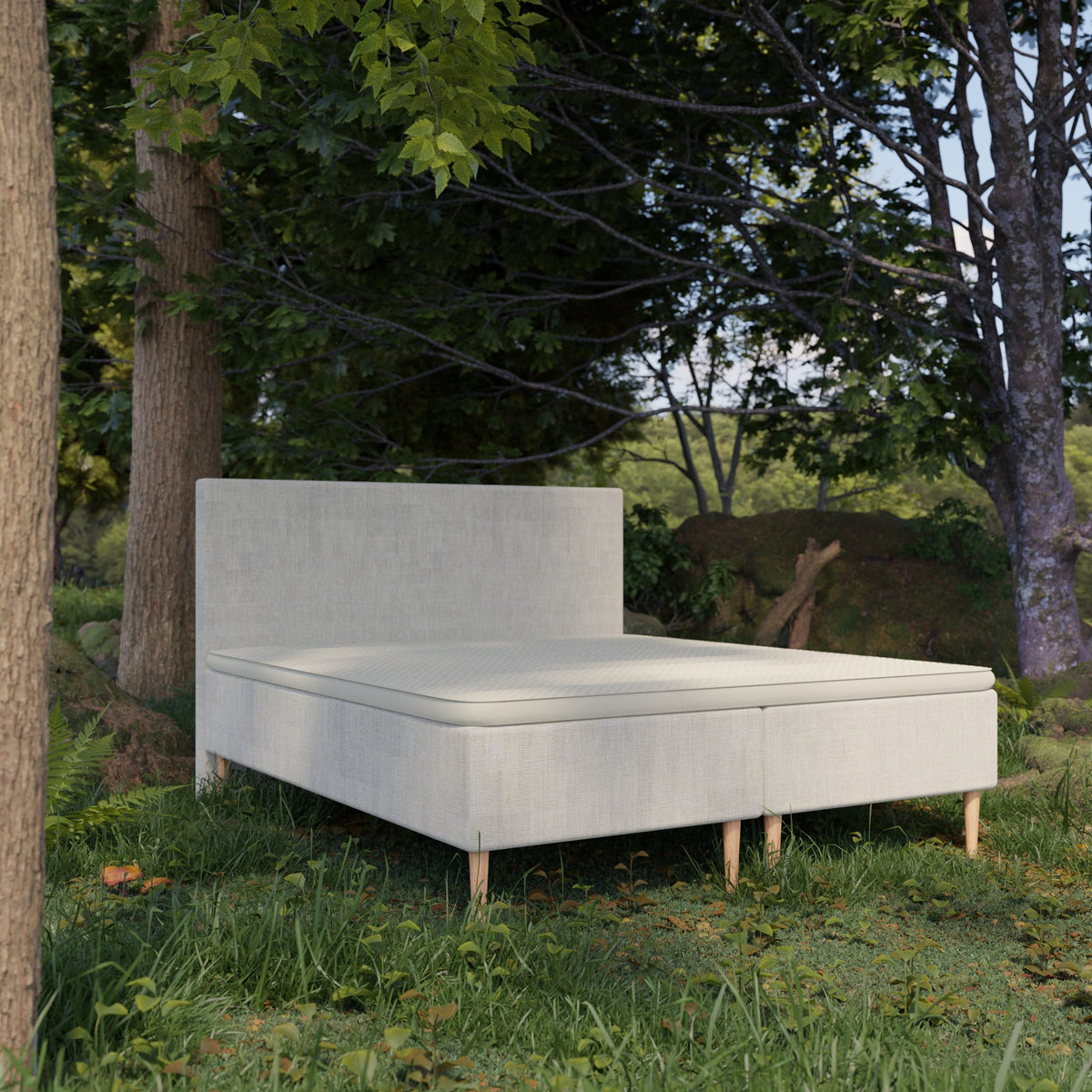 Xcellent Plus boxmadras - Omega Beige - miljøbillede fra UniqueBeds Home and Living