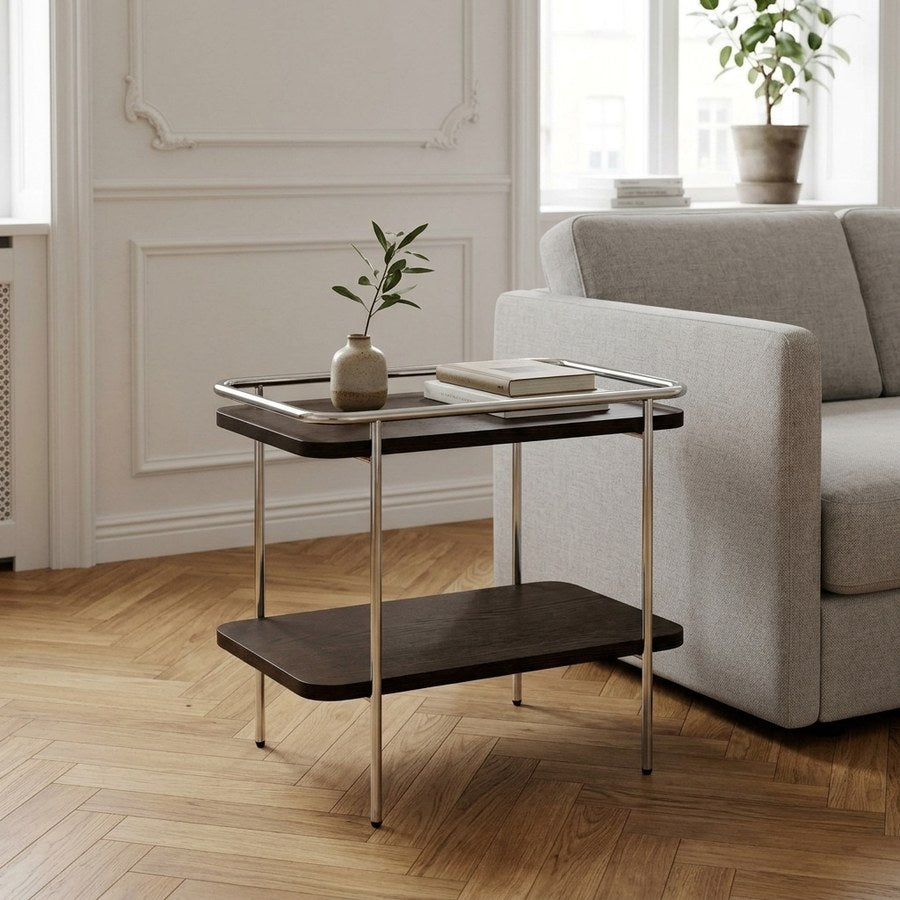Yuba Sidebord i Espresso Melamin & Ben i Krom Metal fra Unique Furniture | B45xD45xH50 cm