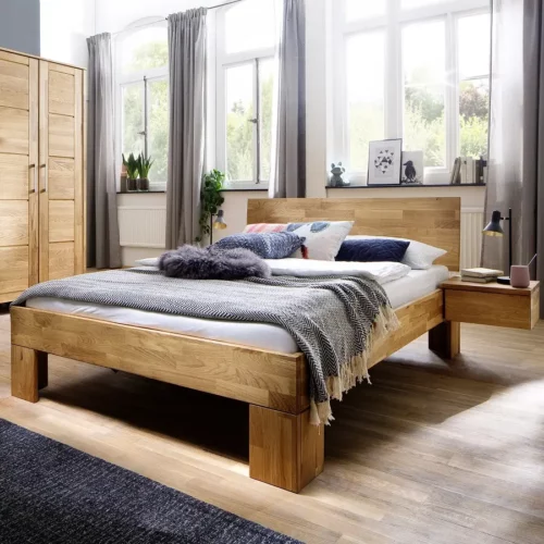 Saga Snedker Sengeramme i Massiv FSC Egetræ med Sengegavl fra Organic Sleep