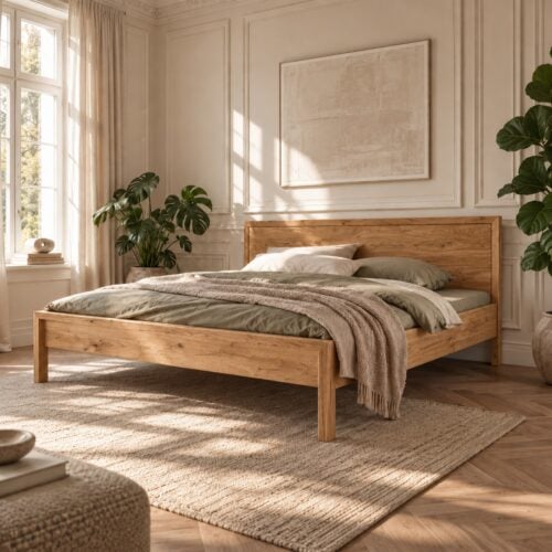 Freja Snedker Sengeramme i Massiv FSC Egetræ og Naturolie fra Organic Sleep