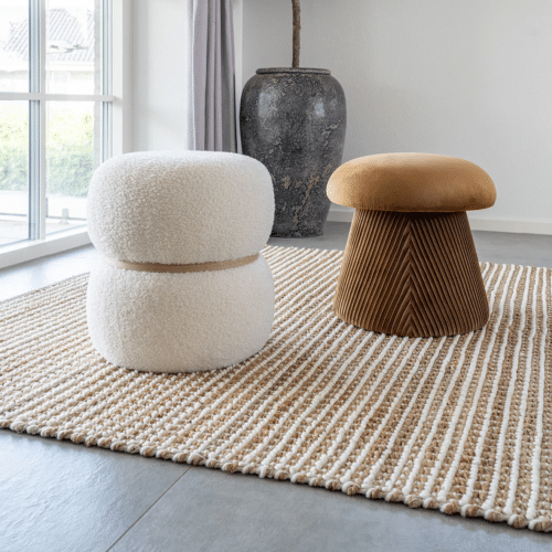 Milfort puf i hvid bourclé fra House Nordic | ø38x41 cm