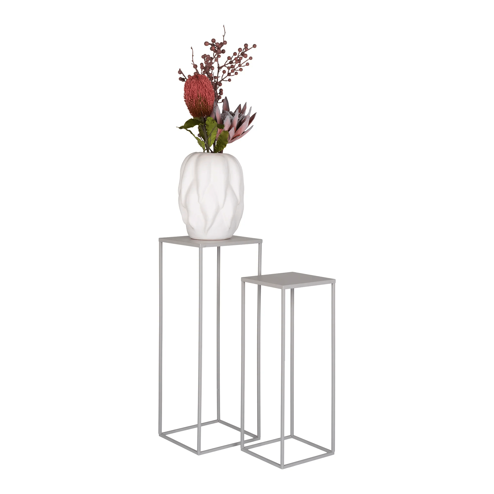 Beja Blomsteropsats i Sandfarvet Stål Fra House Nordic | Sæt af 2 - ø19:22x50:60 cm