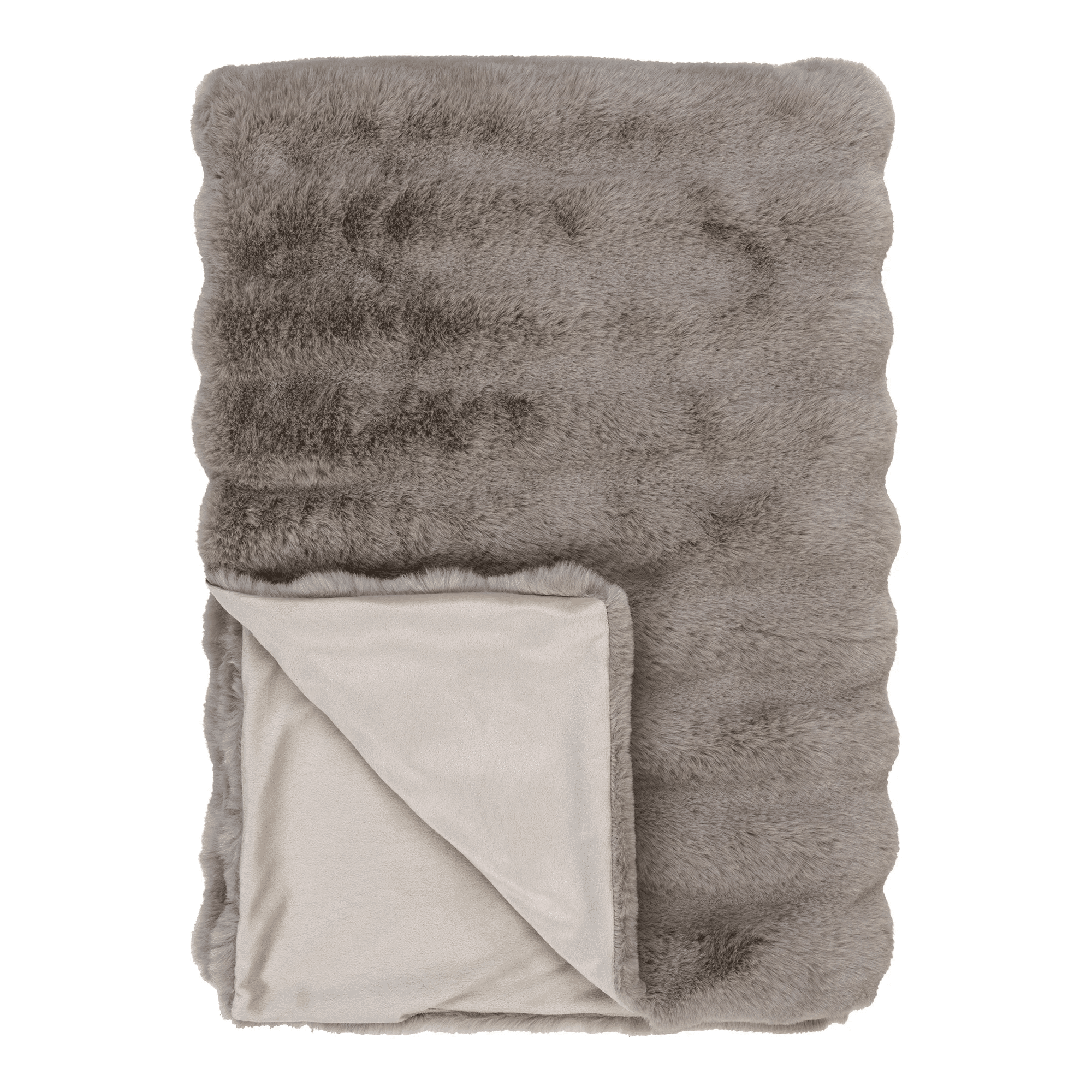 Galena Plaid i Beige imiteret pels Fra House Nordic | 130x180 cm1