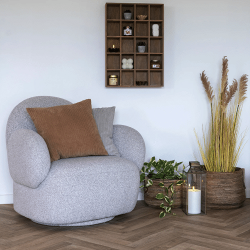 Messina Loungestol med drejefunktion i Lysegrå Bouclé Fra House Nordic | 87x85x81 cm