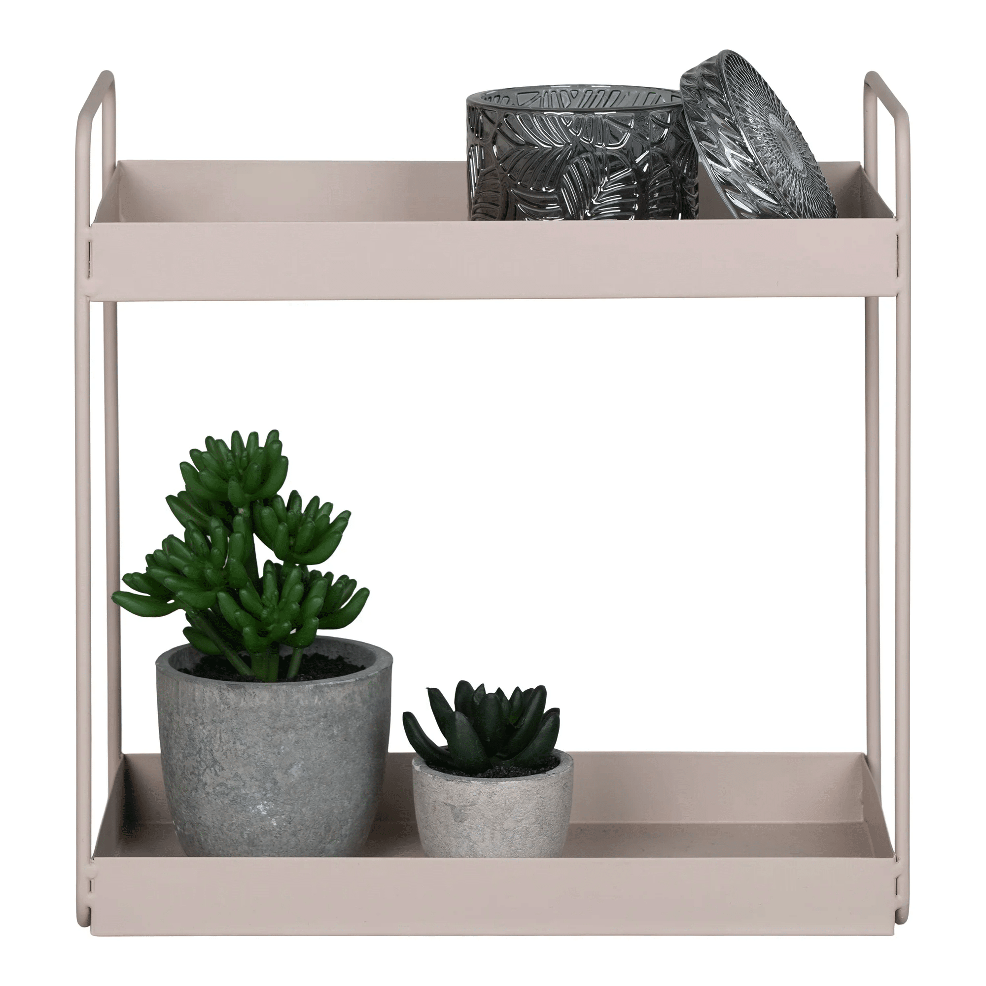 Rabo Stående Dobbelthylde i Sandfarvet Metal Fra House Nordic | 2 hylder 30x15x31 cm