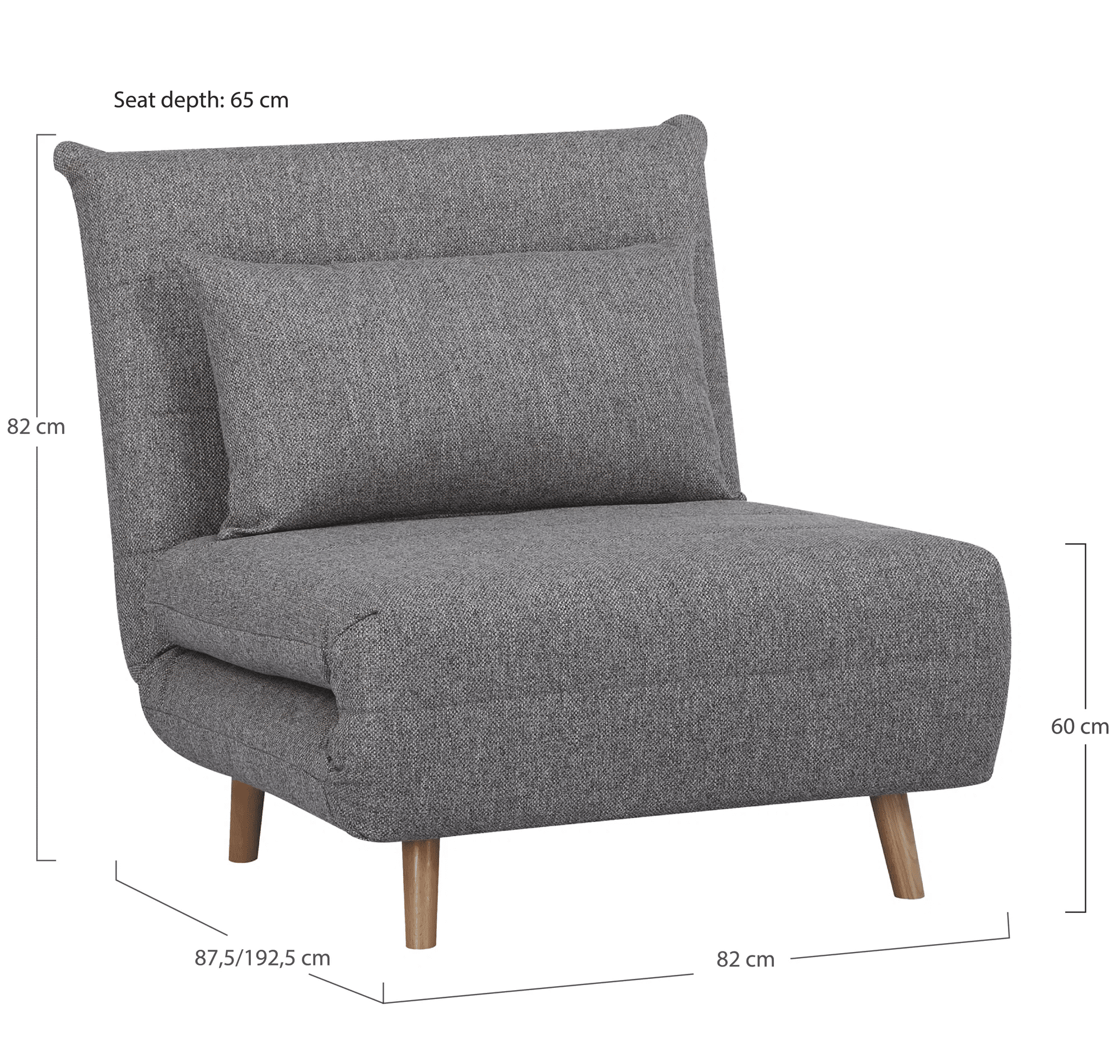 Marlow Sovesofa i Grå Polyester med Massive Træben Fra House Nordic | 87-192x26-82x82cm