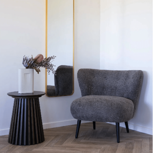 Covelo Loungestol/Lænestol i Brun/Sort Bouclé Møbelstof med Sorte Træben Fra House Nordic | Polyester