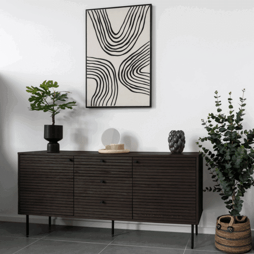 Kyoto Skænk i Røget Egefiner med 3 Skuffer og 2 Låger Fra House Nordic | 150x40x74 cm