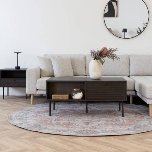 Kyoto Sofabord i Røget Egefiner med Sorte Metalben Fra House Nordic | 50x100x45 cm
