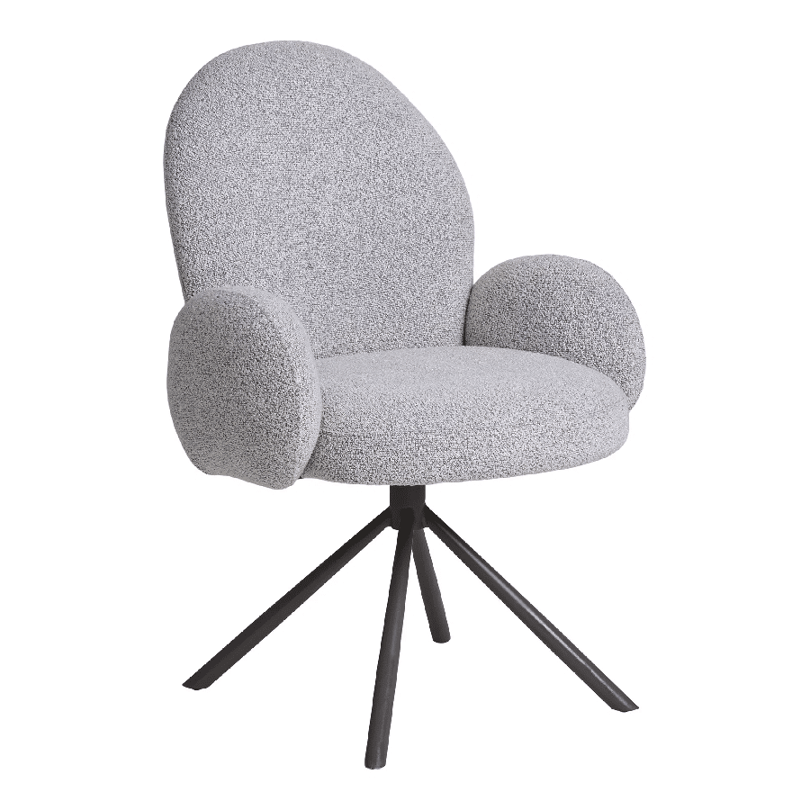 Lana Spisebordsstol med Grå Drejefod i Hvid Bouclé Fra House Nordic | Polyester 1