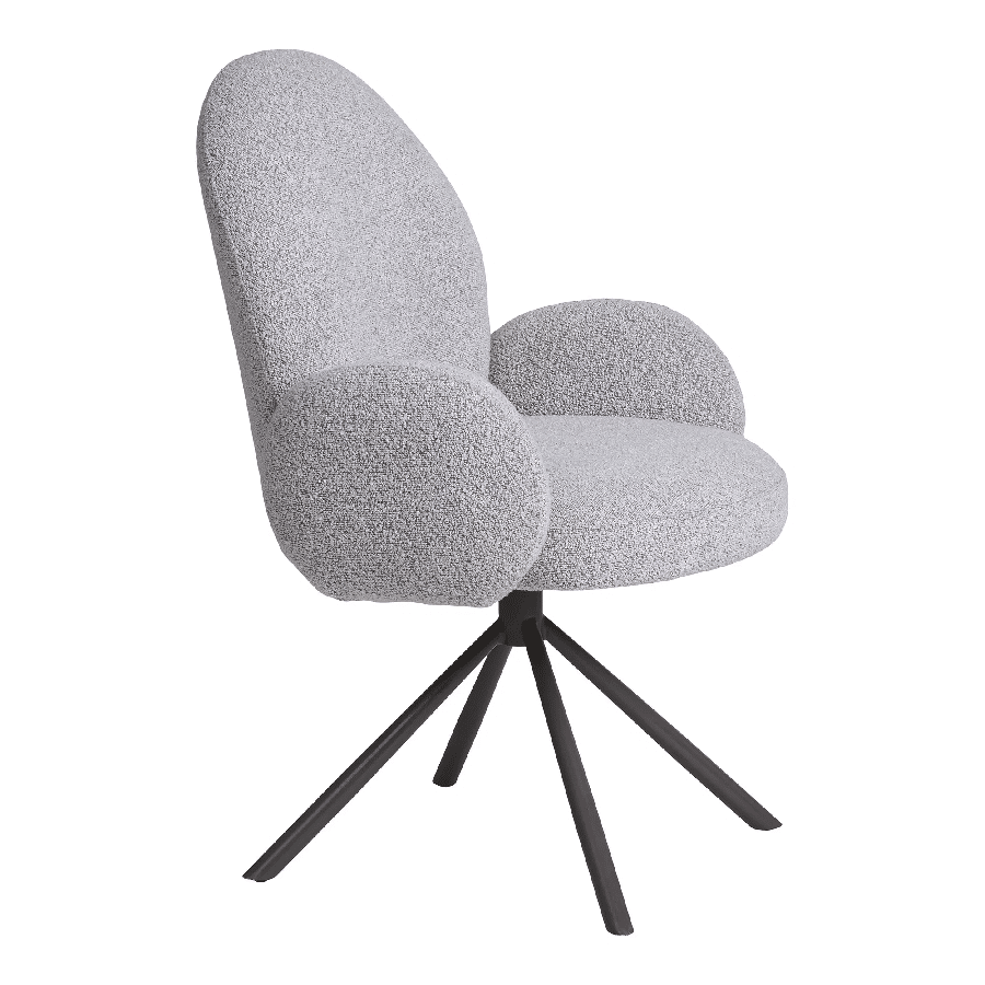 Lana Spisebordsstol med Grå Drejefod i Hvid Bouclé Fra House Nordic | Polyester 3