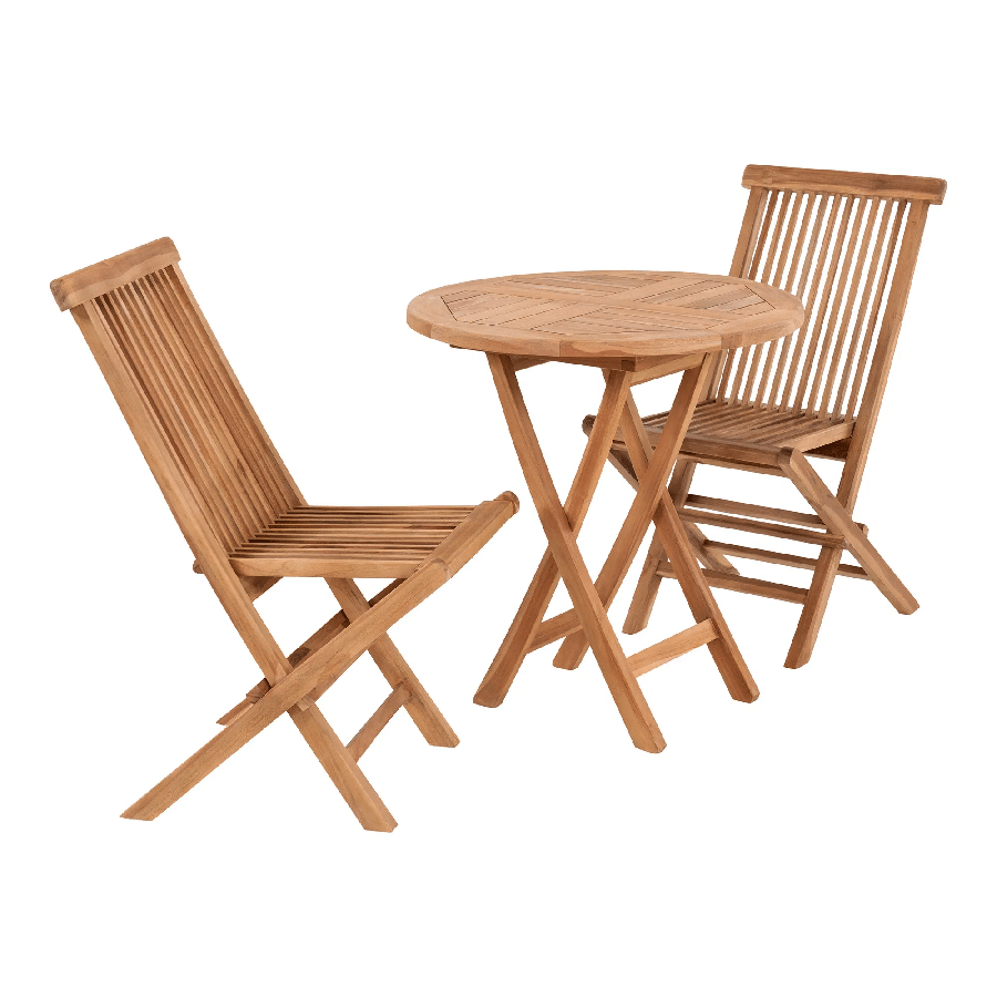 Oviedo Cafébord i Teak og 2 Toledo Spisebordsstole i Teak Fra House Nordic 1