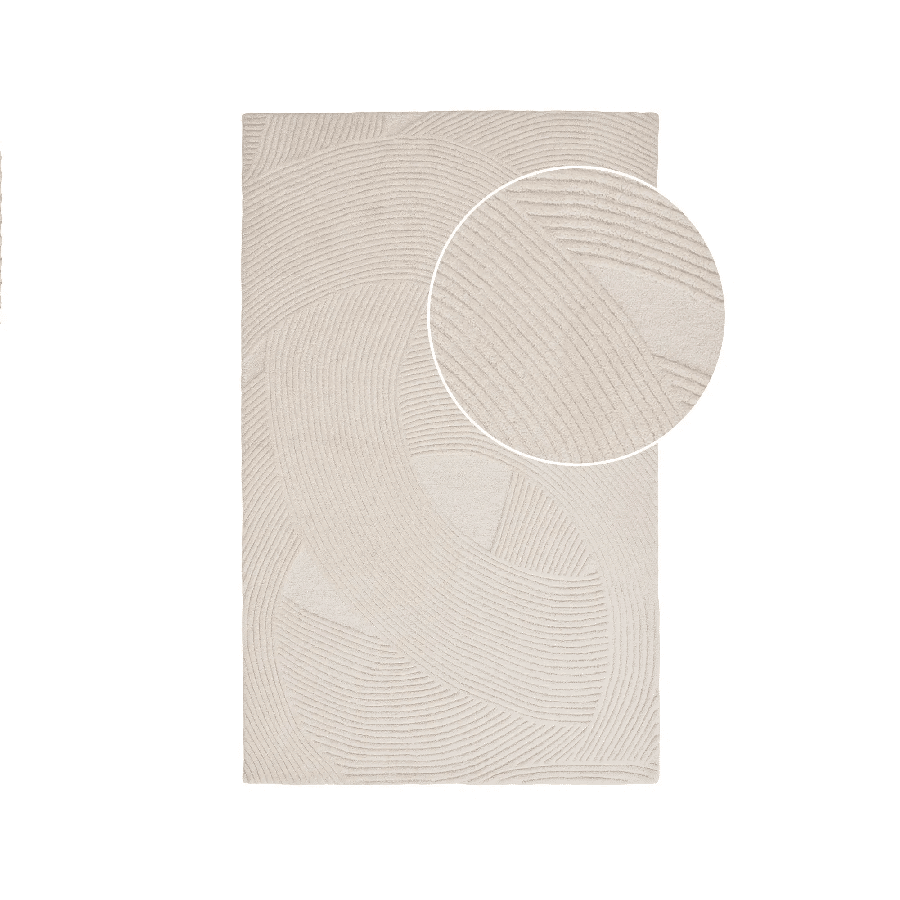 Pune Tæppe Råhvid Fra House Nordic | Håndtuftet Uld - 160x230 cm