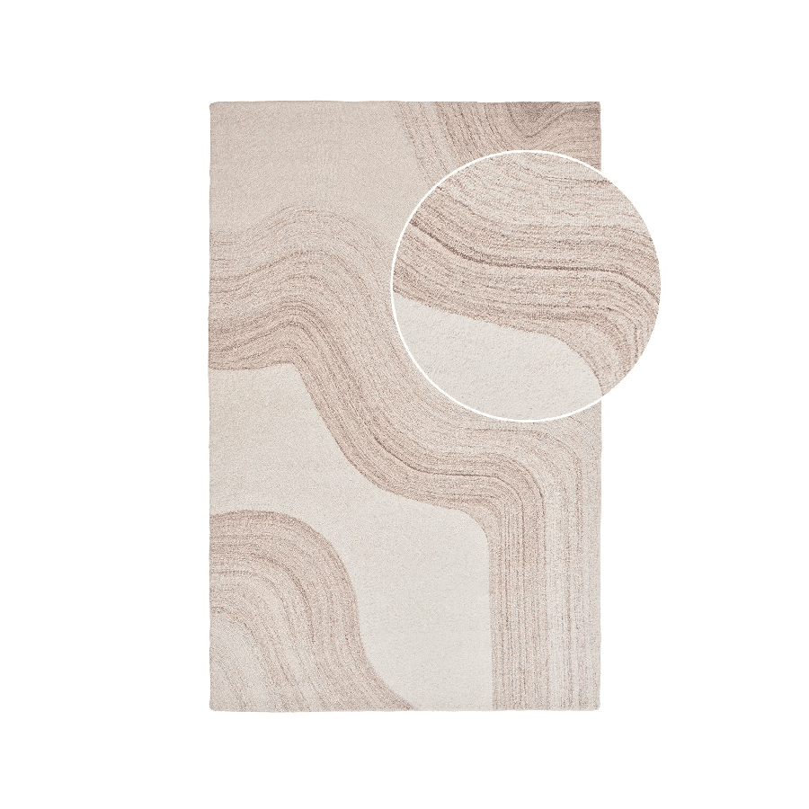 Surat Tæppe Lysebrun:Råhvid Fra House Nordic | Håndtuftet Uld - 160x230 cm