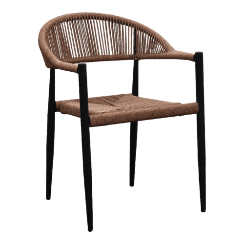 Canari Spisebordsstol i Naturfarvet Rattan med Ben i Sort Aluminium/PE fra House Nordic | L60xB57cm
