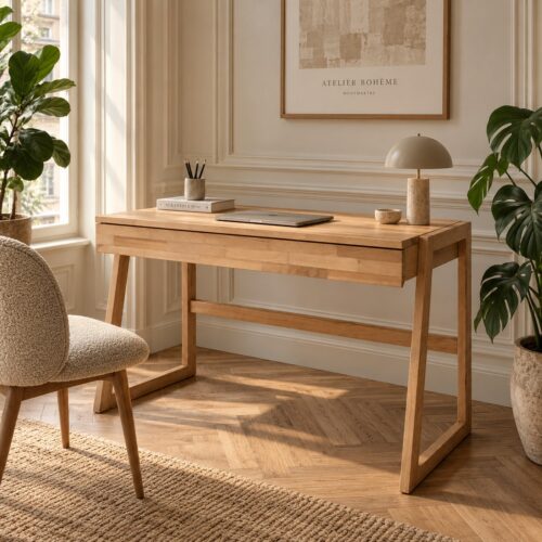 Sif Snedker Skrivebord med 1 skuffe i Massiv FSC Bøgetræ og Naturolie fra Organic Sleep | B55 x H177 x L126
