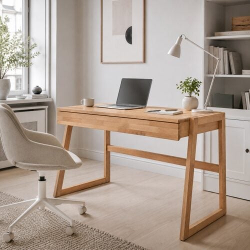 Sif Snedker Skrivebord i Massiv FSC Bøgetræ og Naturolie fra Organic Sleep | 1 Skuffe - B55 x H177 x L126