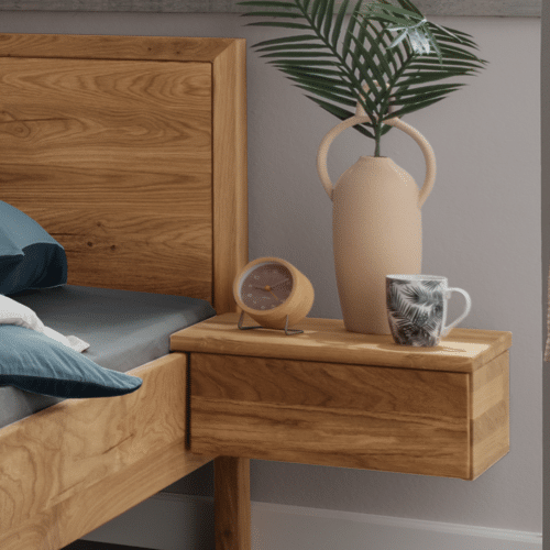 Freja/Frej Svævende Snedker Sengeborde i Massiv FSC Egetræ fra Organic Sleep | 2 Stk.