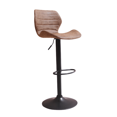 Bola Barstol i Brun Imiteret Læder & Sort Stel fra House Of Sander | H83-108 x B48 x D46 cm