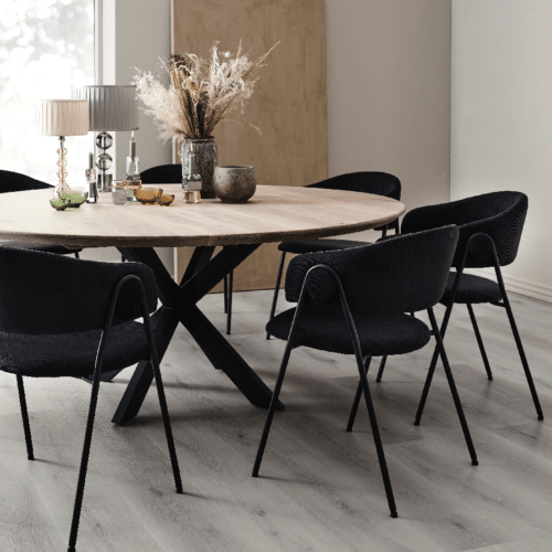 Lina Spisebordsstol i Sort Fløjl med Riller & Sort Stel fra House Of Sander | H78 x B53 x L60 cm