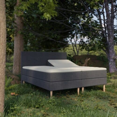 Organic Elevations Seng med Pocket og Latex + Topmadras i 100% Naturlatex og Bomuldsbetræk Fra Organic Sleep | 7 Zoner - Omega Antrasit