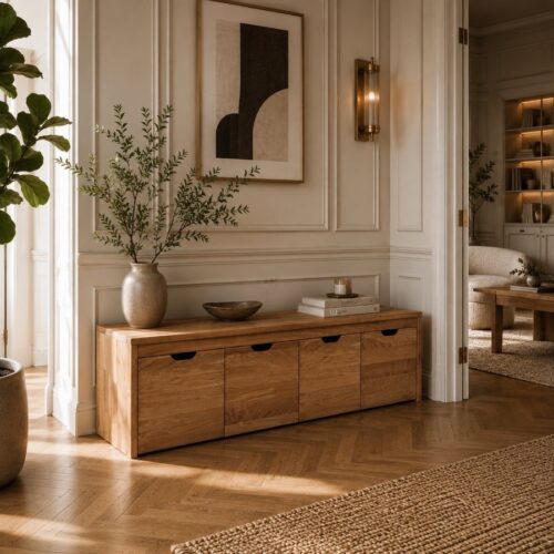 Sif Snedker Bænk med 4 Skuffer i Massiv FSC Egetræ og Naturolie fra Organic Sleep | B40 x H45 x L160