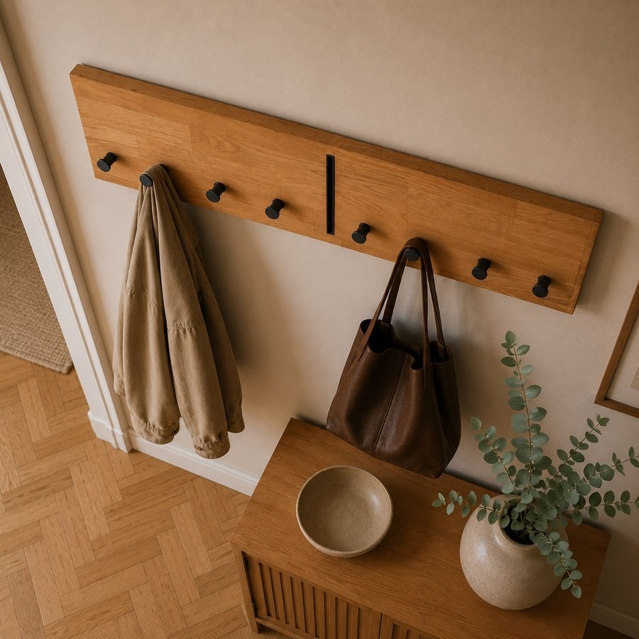 Sif Snedker Knagerække i Massiv FSC Egetræ og Naturolie fra Organic Sleep B2,5 x H22 x L80 810980-92 2