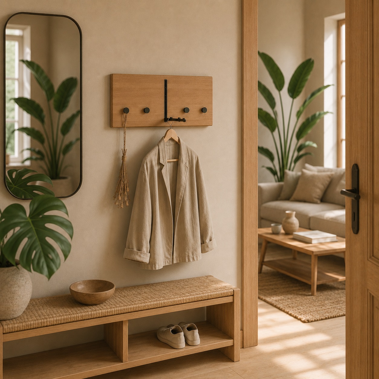 Sif snedker knagerække i massiv FSC bøgetræ og naturolie fra Organic Sleep 4 knager og bøjlestang 1