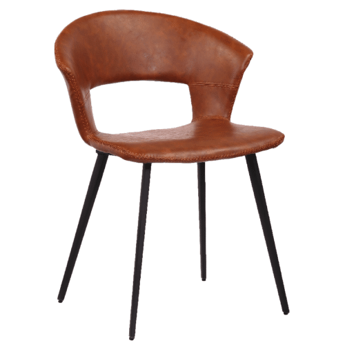 Tora Spisebordsstol i Cognac Imiteret Læder & Sort Stel fra House Of Sander | H77 x B58 x L62 cm