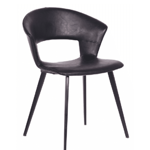 Tora Spisebordsstol i Sort Imiteret Læder & Sort Stel fra House Of Sander | H77 x B58 x L62 cm