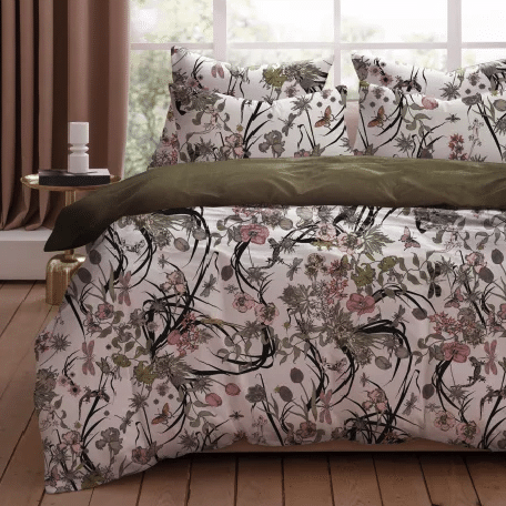 Living Garden Sengesæt i 100% Bomuldssatin TC300 fra Bella Ballou | Grøn | 140x200cm - OUTLET