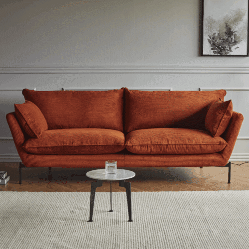 K261 3-Personers Sofa med Dunfyld & Sorte Metalben fra Scandinavian Upholstery | Flere Farver