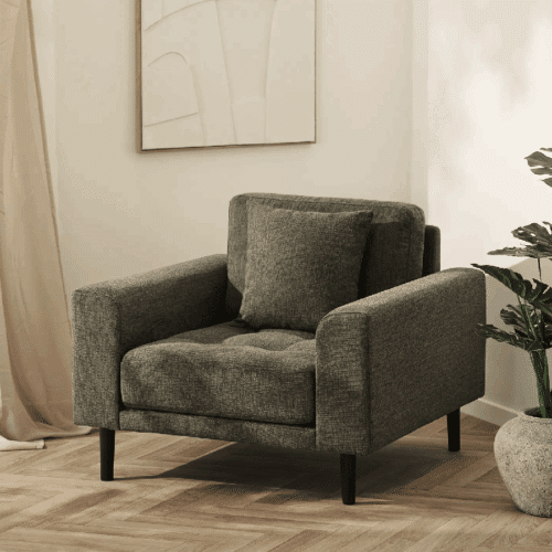 Lido Loungestol i Massiv Krydsfiner Betrukket med Olivengrøn Møbelstof Fra House Nordic