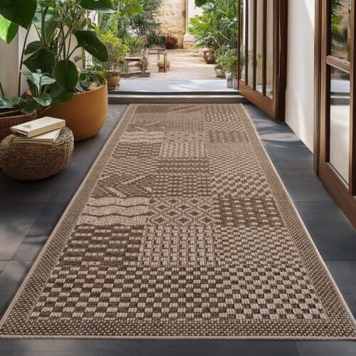 Amanda Indendørs/Udendørs Gulvtæppe i Beige Polypropylen fra Rugs by Uniquebeds Home & Living | Flere Størrelser