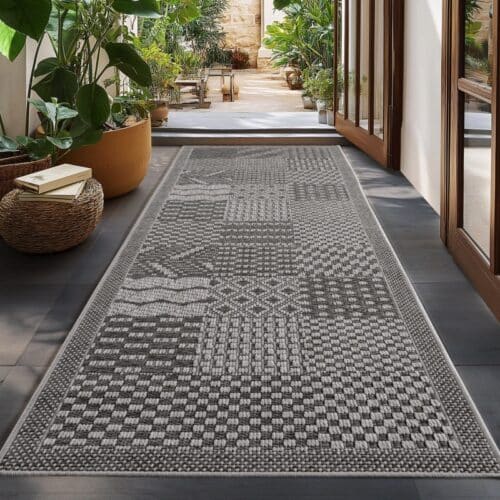 Amanda Indendørs/Udendørs Gulvtæppe i Grå Polypropylen fra Rugs by Uniquebeds Home & Living | Flere Størrelser