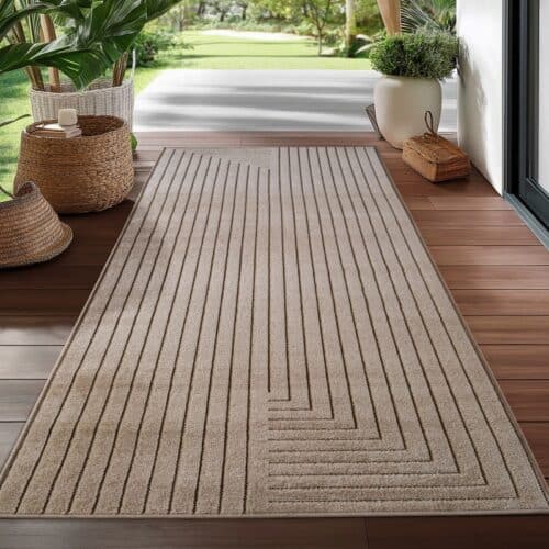Amelia Indendørs/Udendørs Gulvtæppe i Beige Polypropylen fra Rugs by Uniquebeds Home & Living | Flere Størrelser