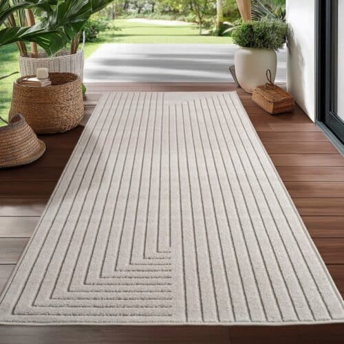 Amelia Indendørs/Udendørs Gulvtæppe i Cremefarvet Polypropylen fra Rugs by Uniquebeds Home & Living | Flere Størrelser